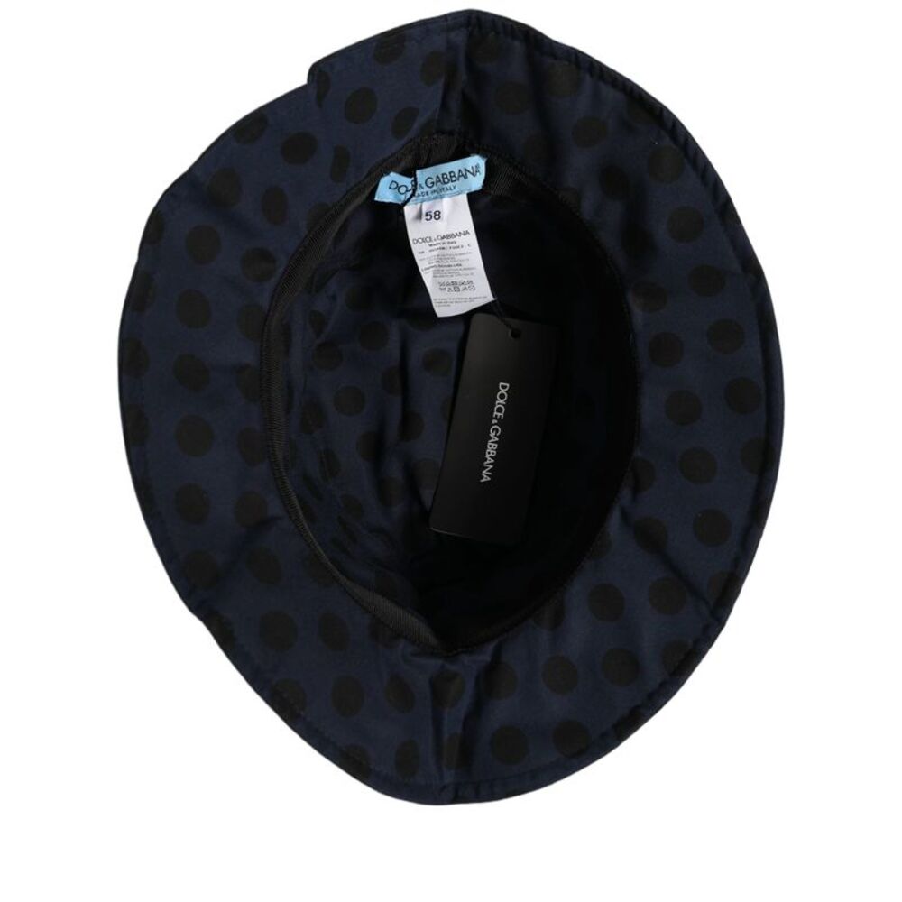 Dolce & Gabbana Blue Black Polka Dot Cotton Bucket Capello Women's Hat
